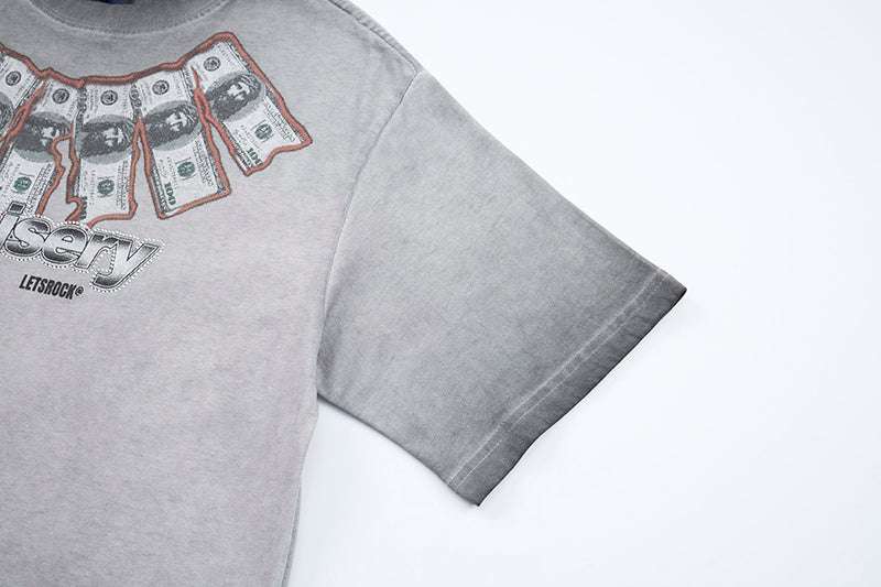 DONOTLOGO Deconstructed "MONEY" Graphic Tee - Unisex Vintage Washed Graphic T-Shirt - Edgy Streetwear Aesthetic Oversized Top