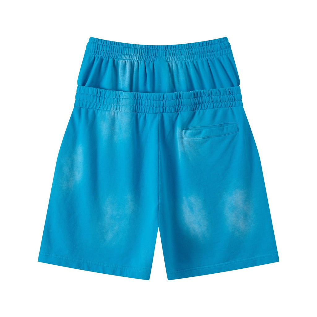 DONOTLOGO Unisex Double Waist Shorts | Snow Washed, Distressed | Drawstring Elastic High-Waist, Loose Fit