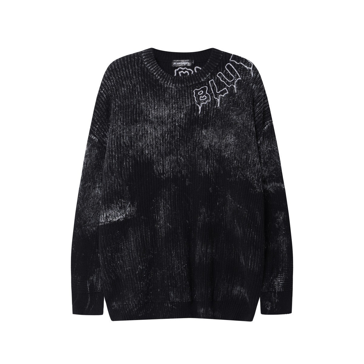 Unisex Vintage Tie-Dye Distressed Knit Letter Sweater