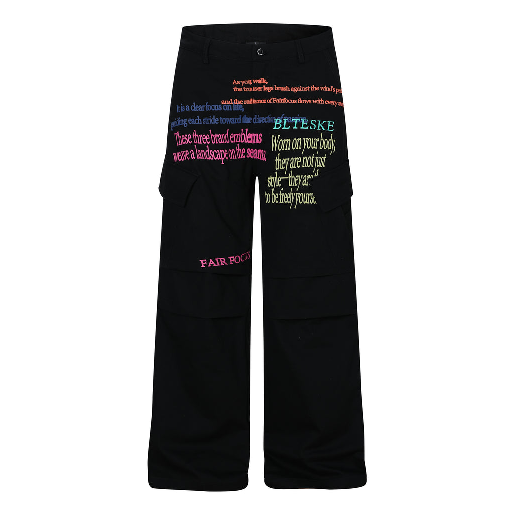 Unisex Letter Print Pants