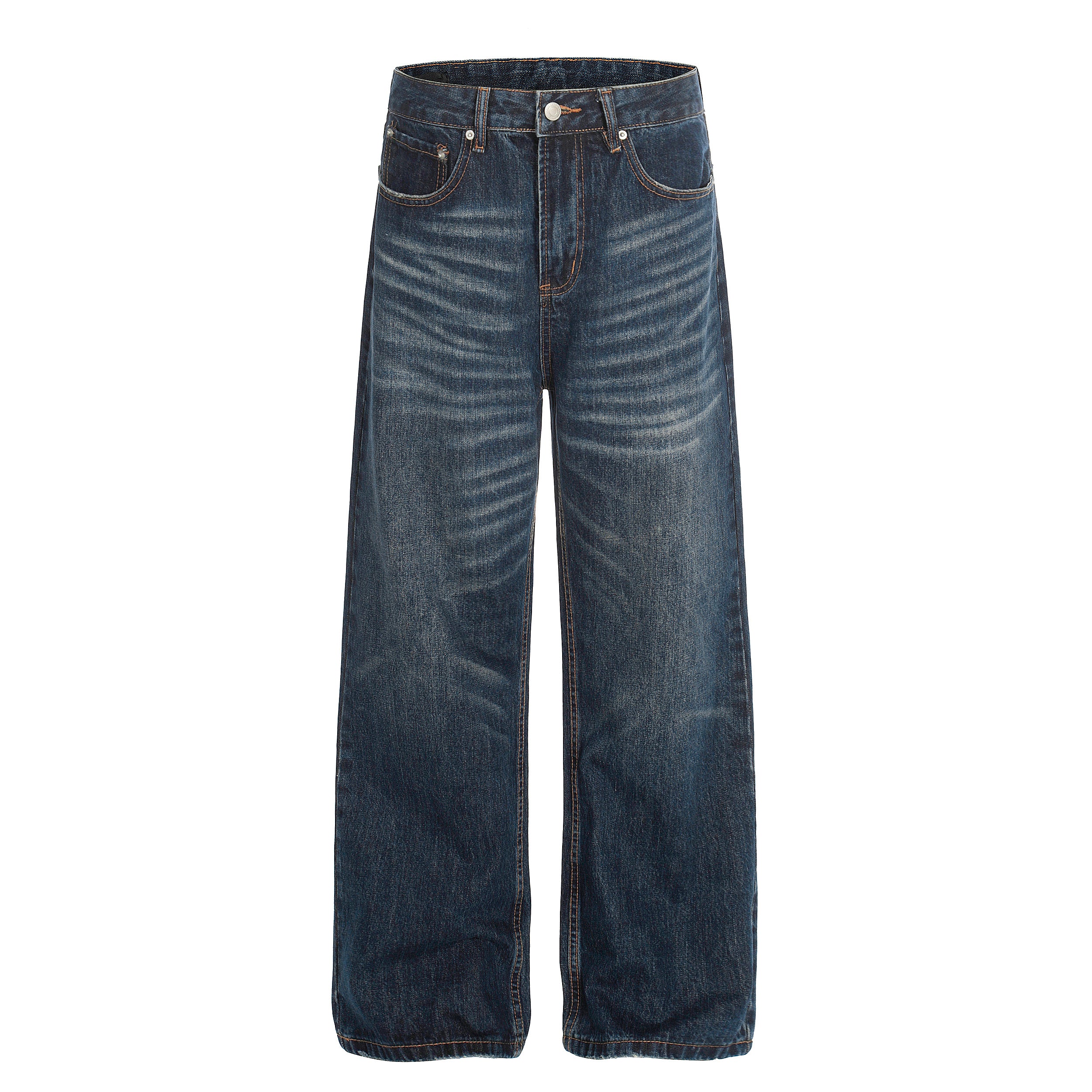 DONOTLOGO Urban Heritage Collection | Unisex Oversized Cat Whisker Denim | Retro Aesthetic High-Rise Wide-Leg Bottoms with Authentic Fade Detail