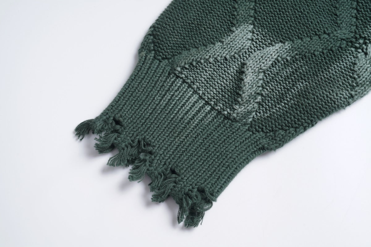 Unisex Crewneck Sweater with Irregular Paint and Chain Detail