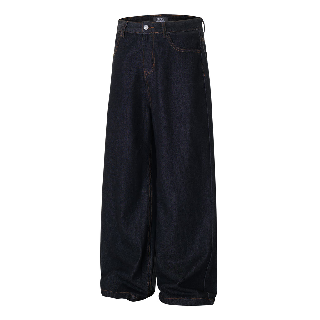 Unisex Letter Embroidered Denim Jeans