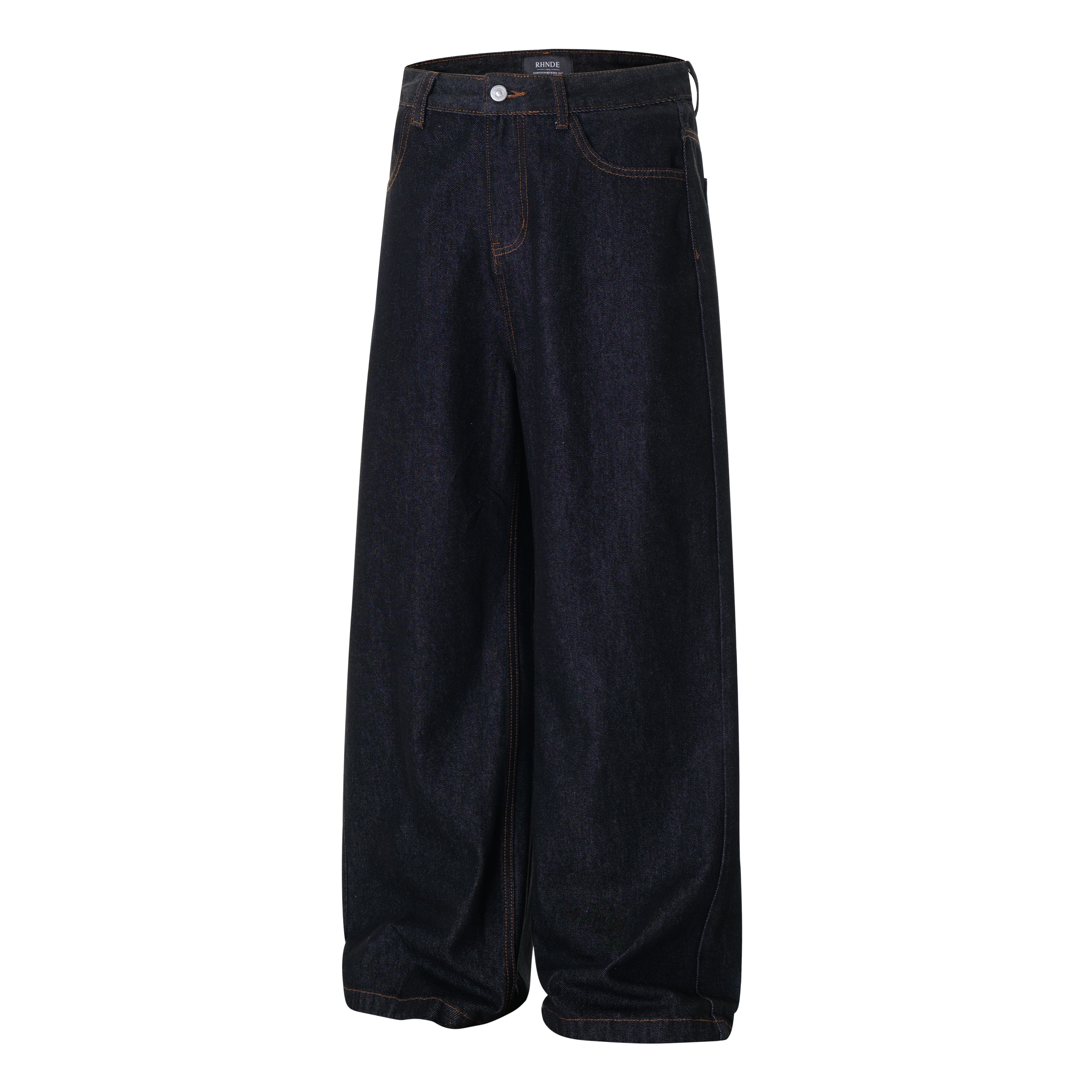 Unisex Letter Embroidered Denim Jeans