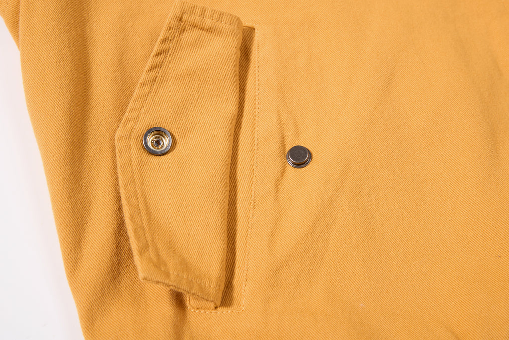 DONOTLOGO Retro Air Force Aesthetic | Unisex Heavyweight Cotton Bomber | Mustard Tone Workwear Jacket with Vintage Badge Details & Ribbed Trim