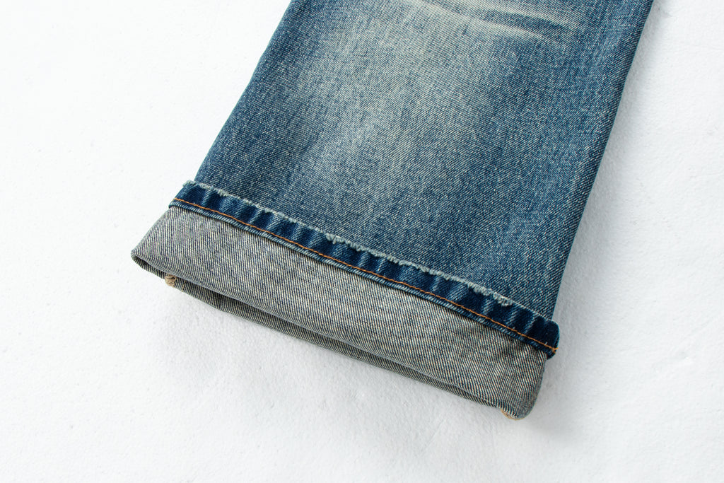 Vintage Distressed Straight-Leg Denim Jeans