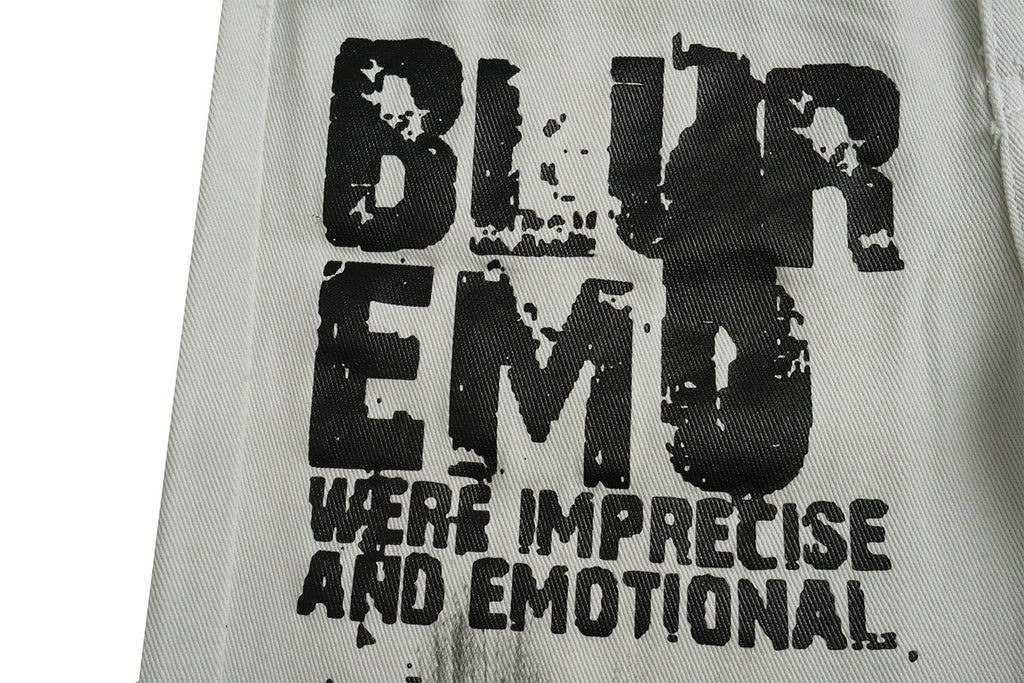 Unisex Relaxed Fit Street Graffiti Washed Wide-Leg Denim Pants