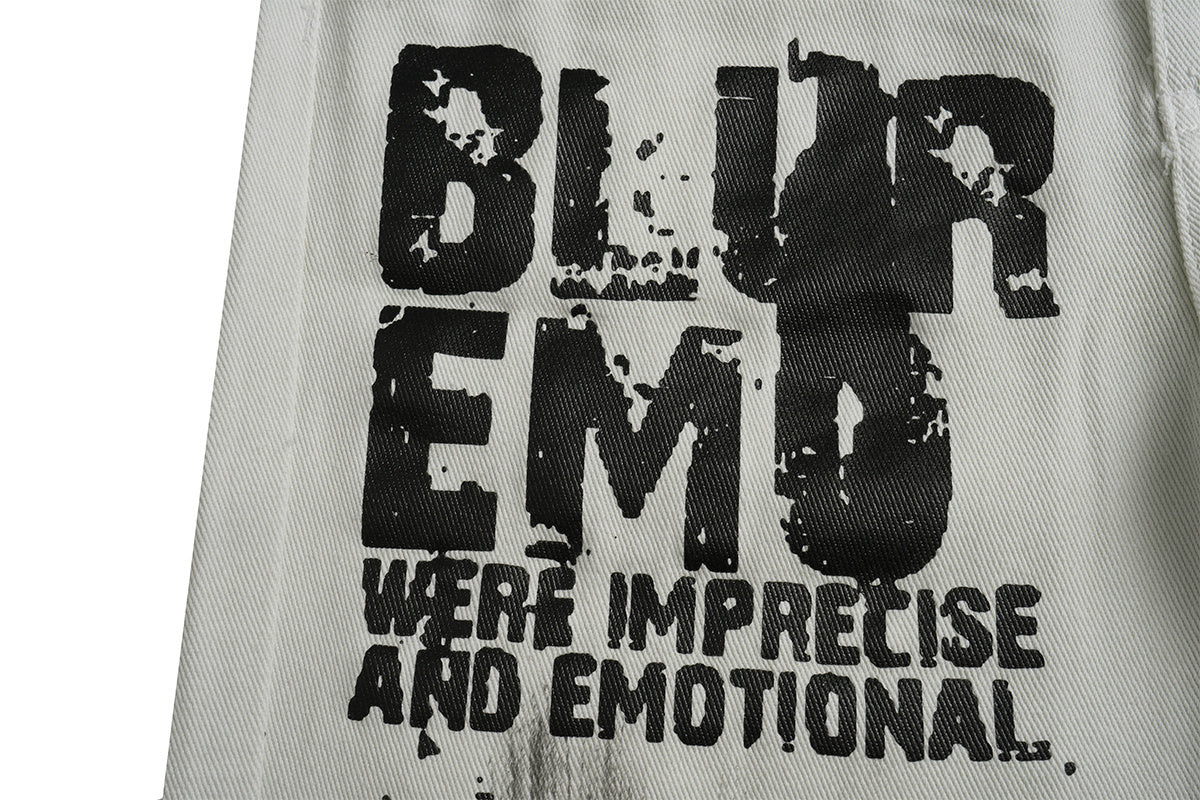 Unisex Relaxed Fit Street Graffiti Washed Wide-Leg Denim Pants