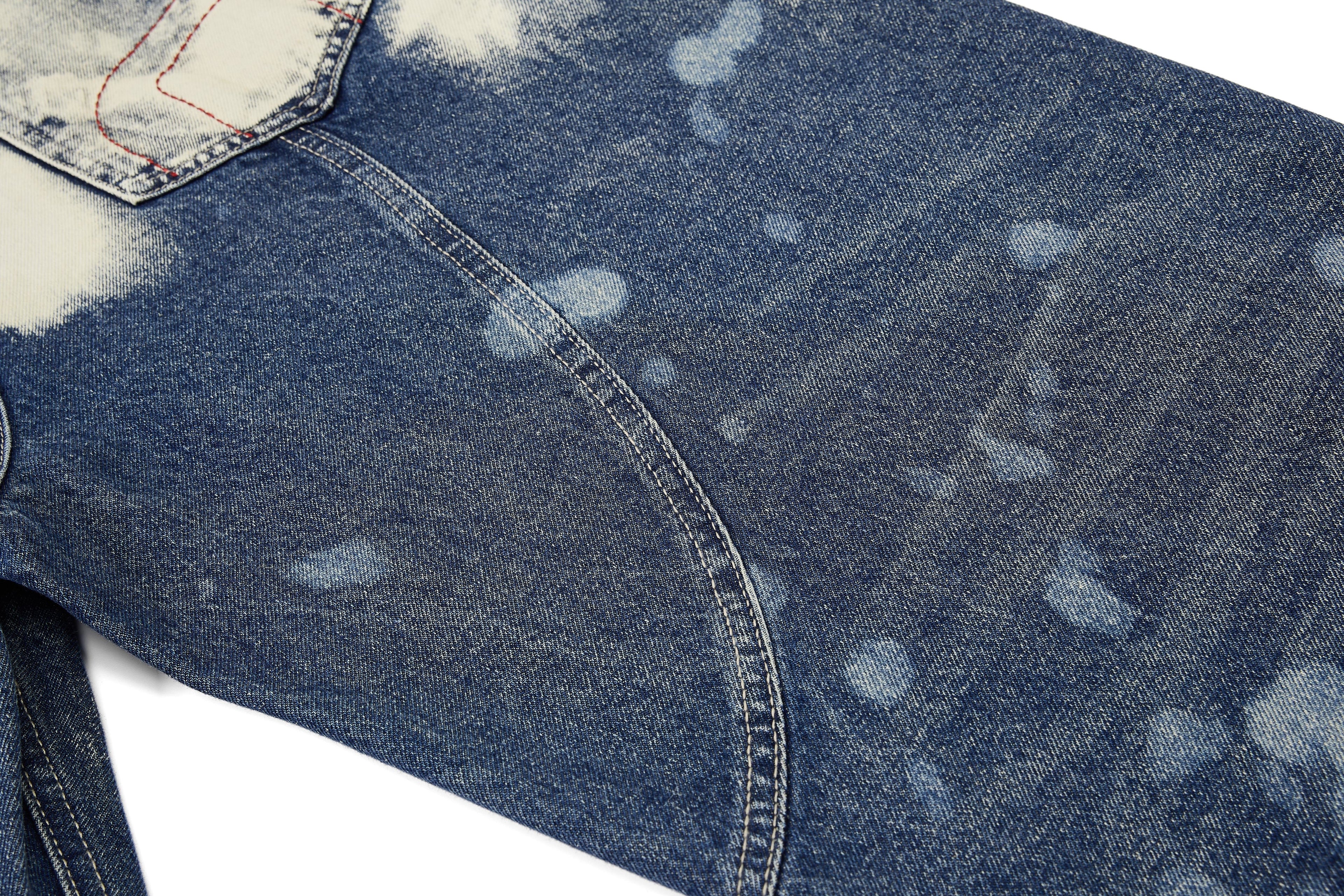 Unisex Eyelet Splashed Design Denim Jeans