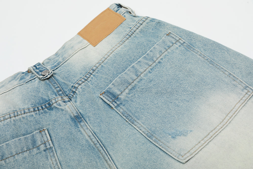 DONOTLOGO Urban Heritage Collection | Unisex Oversized Cropped Denim | Retro Aesthetic High-Rise Wide-Leg Bottoms with Authentic Fade Detail