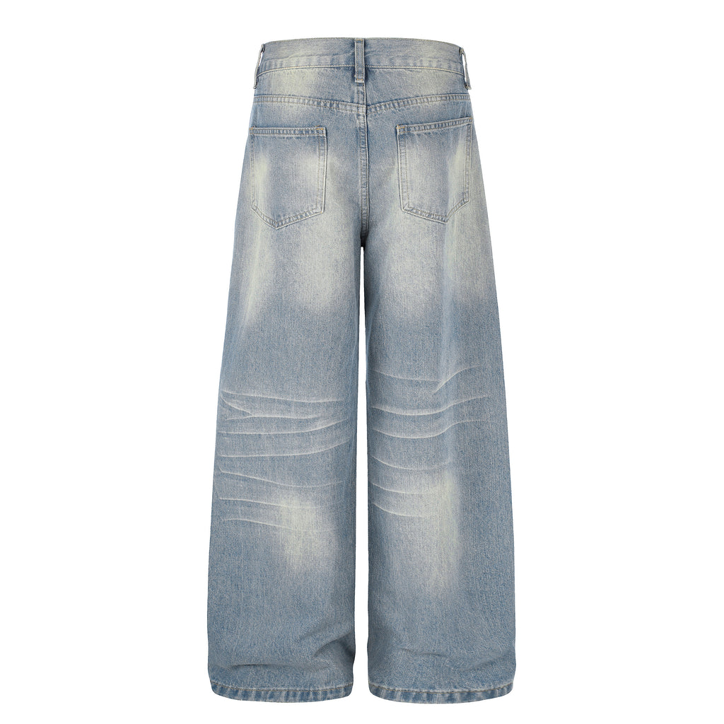 DONOTLOGO Urban Edge Collection | Unisex Relaxed Fit Denim Jeans | Bold Cat Whisker Seaming & Faded Wash Finish with Classic Cotton Denim Fabric