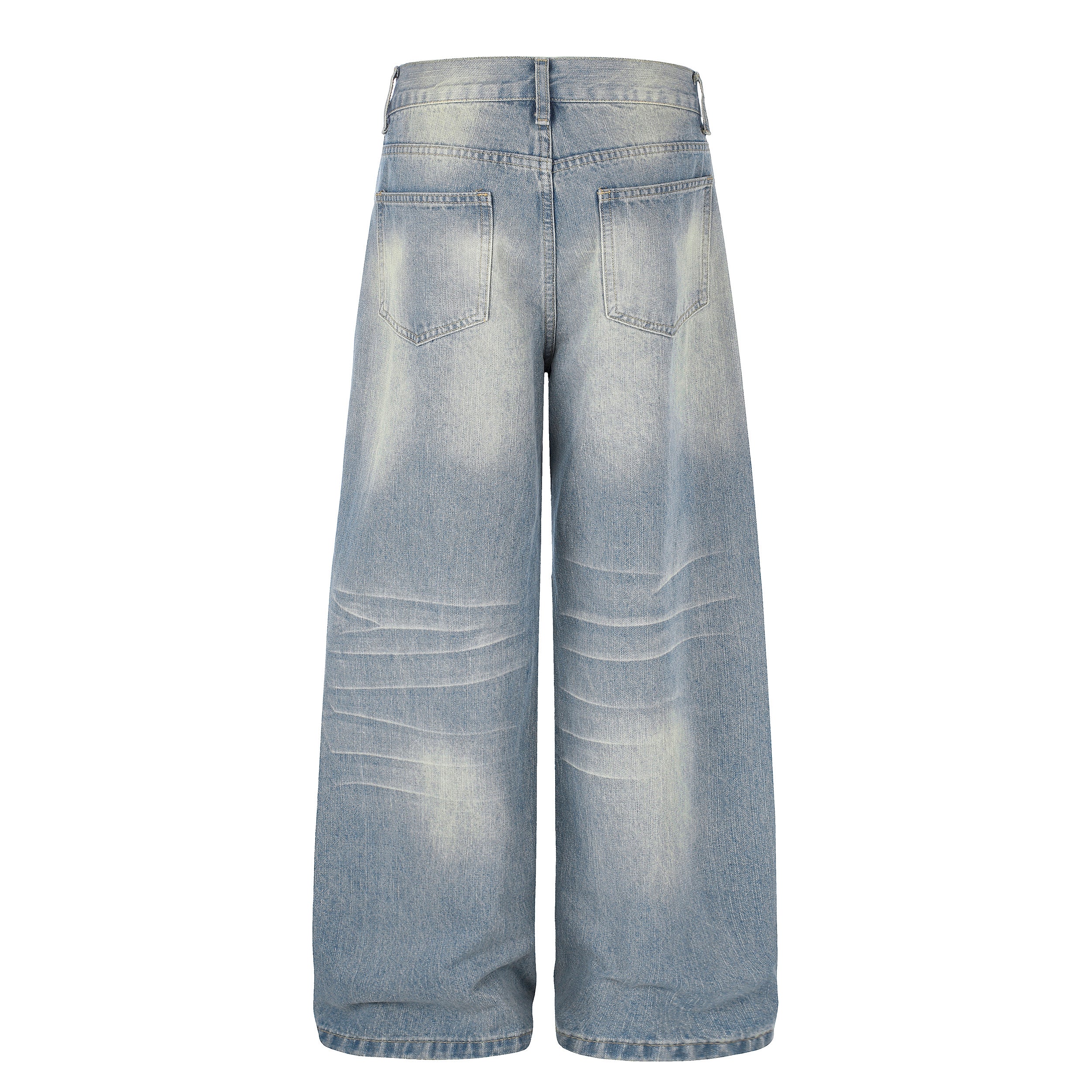 DONOTLOGO Urban Edge Collection | Unisex Relaxed Fit Denim Jeans | Bold Cat Whisker Seaming & Faded Wash Finish with Classic Cotton Denim Fabric