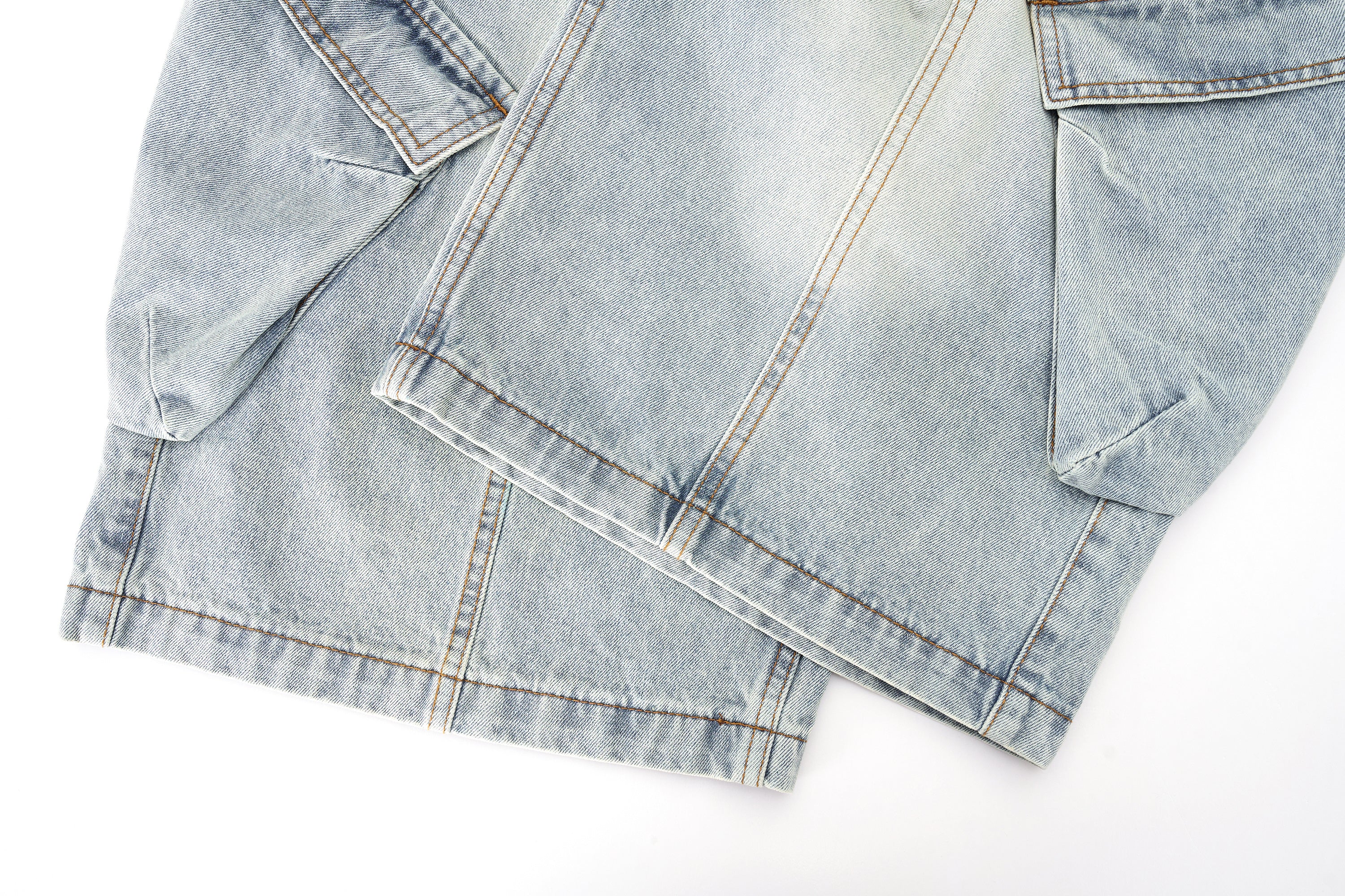 DONOTLOGO Deconstructed Wide Leg Denim Jorts - Raw Edge Patchwork Jean Shorts - Unisex Y2K Grunge Aesthetic Baggy Shorts
