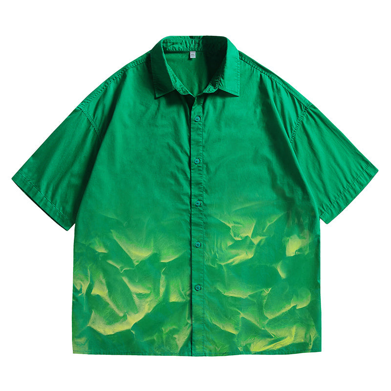 DONOTLOGO Deconstructed Drop Shoulder Shirt - Unisex Oversized Short Sleeve Button Up - Minimalist Streetwear Vintage Aesthetic Top