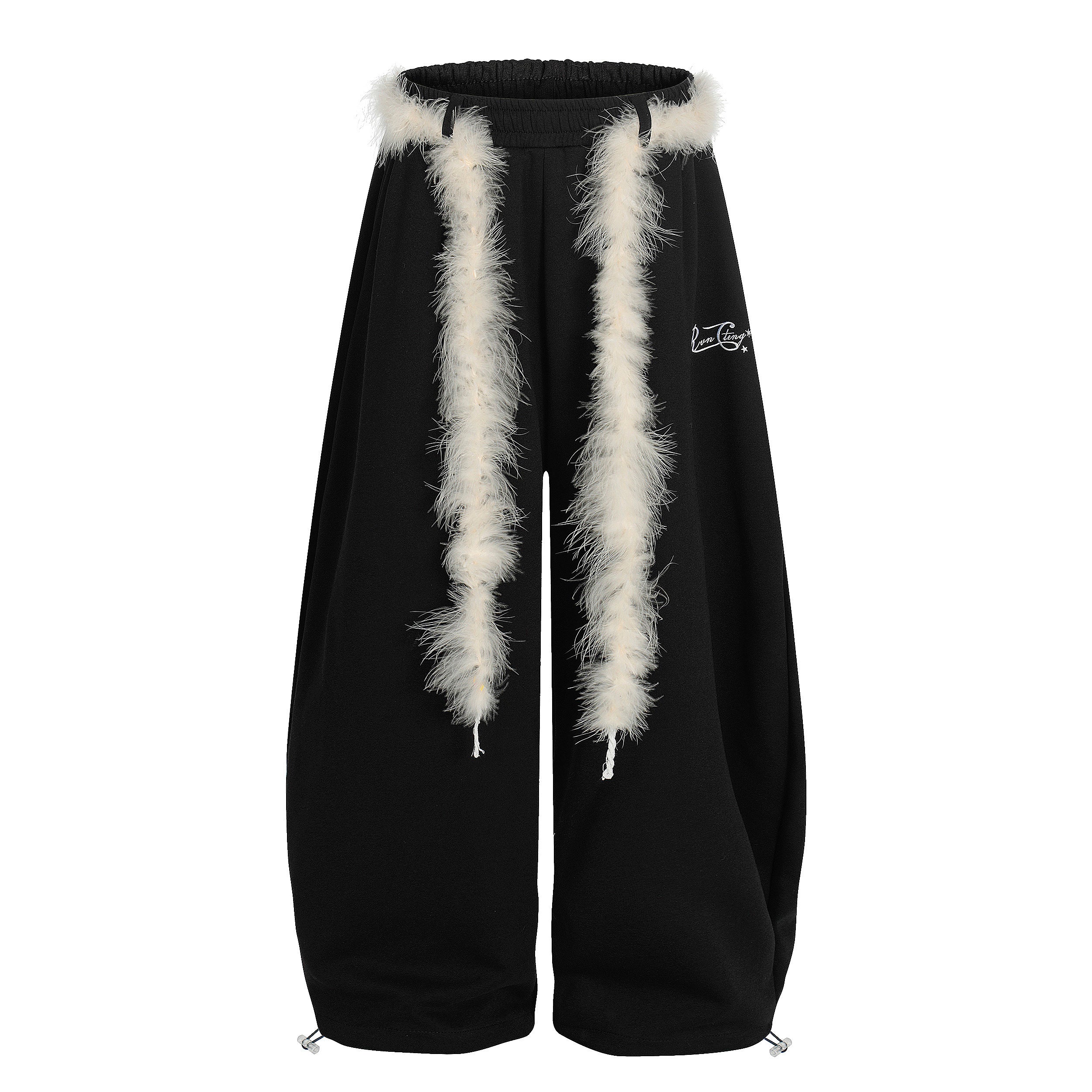 DONOTLOGO Urban Streetwear Collection | Unisex Relaxed Silhouette Sweatpants | Bold Faux Fur Motif & Soft Cotton Knit Fabric