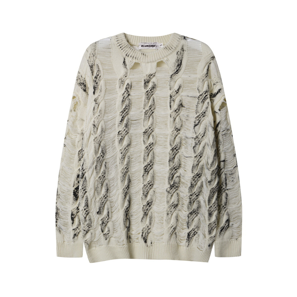 Unisex Slouchy Distressed Cutout Knit Sweater