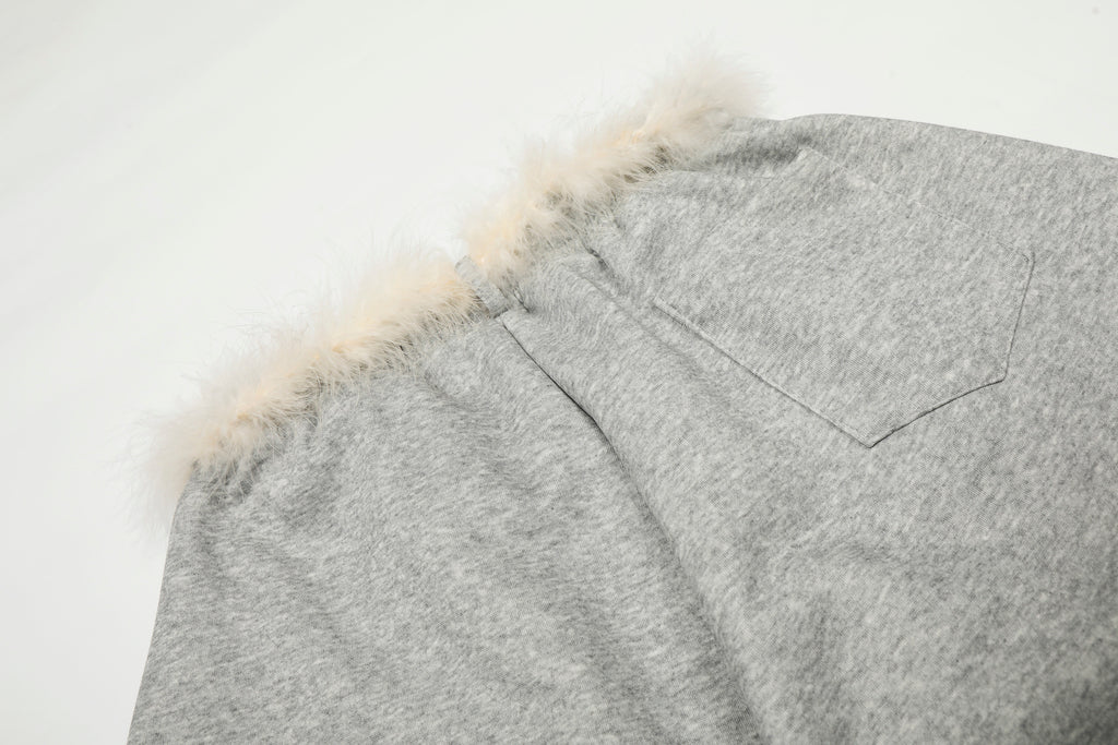 DONOTLOGO Urban Streetwear Collection | Unisex Relaxed Silhouette Sweatpants | Bold Faux Fur Motif & Soft Cotton Knit Fabric