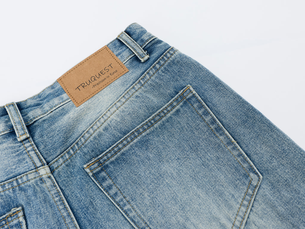 DONOTLOGO Oversized Light Wash Denim Jeans - Unisex Baggy Trousers with Distressed Whisker Effect - Edgy Streetwear Bottom with Wide Leg Silhouette & Raw Hem