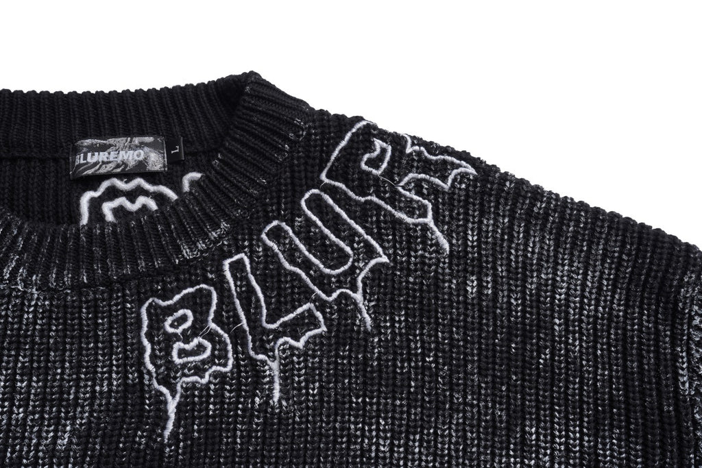 Unisex Vintage Tie-Dye Distressed Knit Letter Sweater