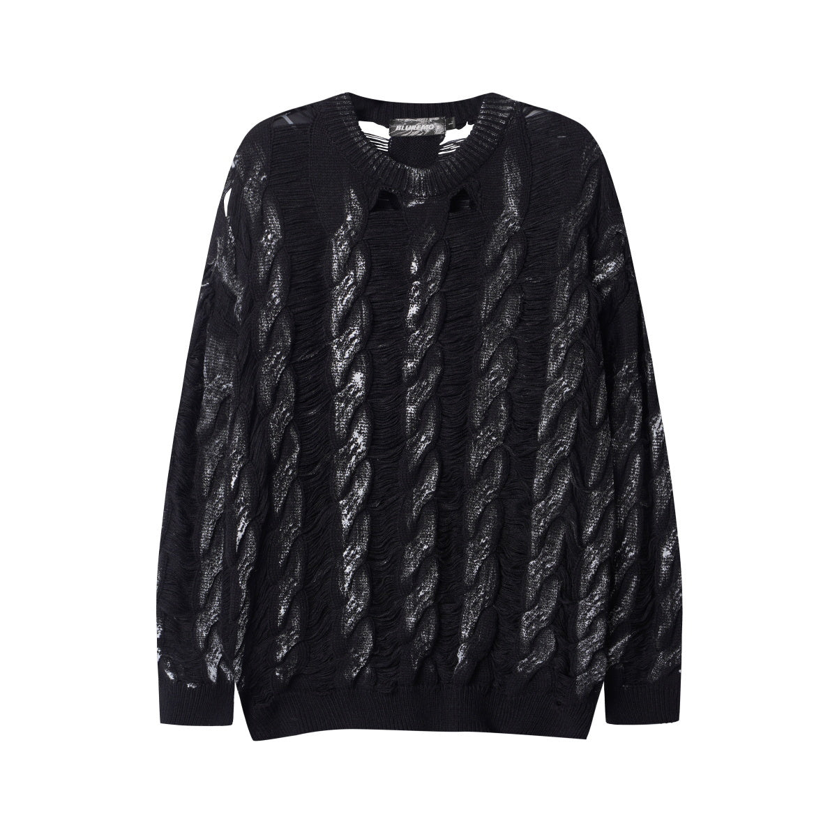 Unisex Slouchy Distressed Cutout Knit Sweater