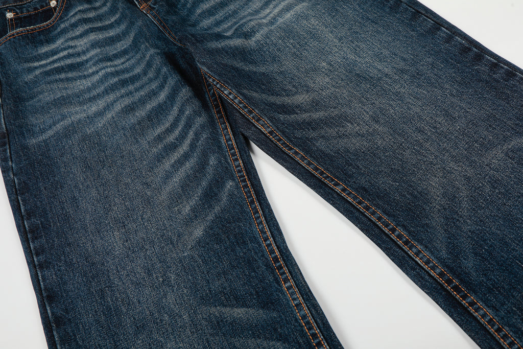DONOTLOGO Urban Heritage Collection | Unisex Oversized Cat Whisker Denim | Retro Aesthetic High-Rise Wide-Leg Bottoms with Authentic Fade Detail