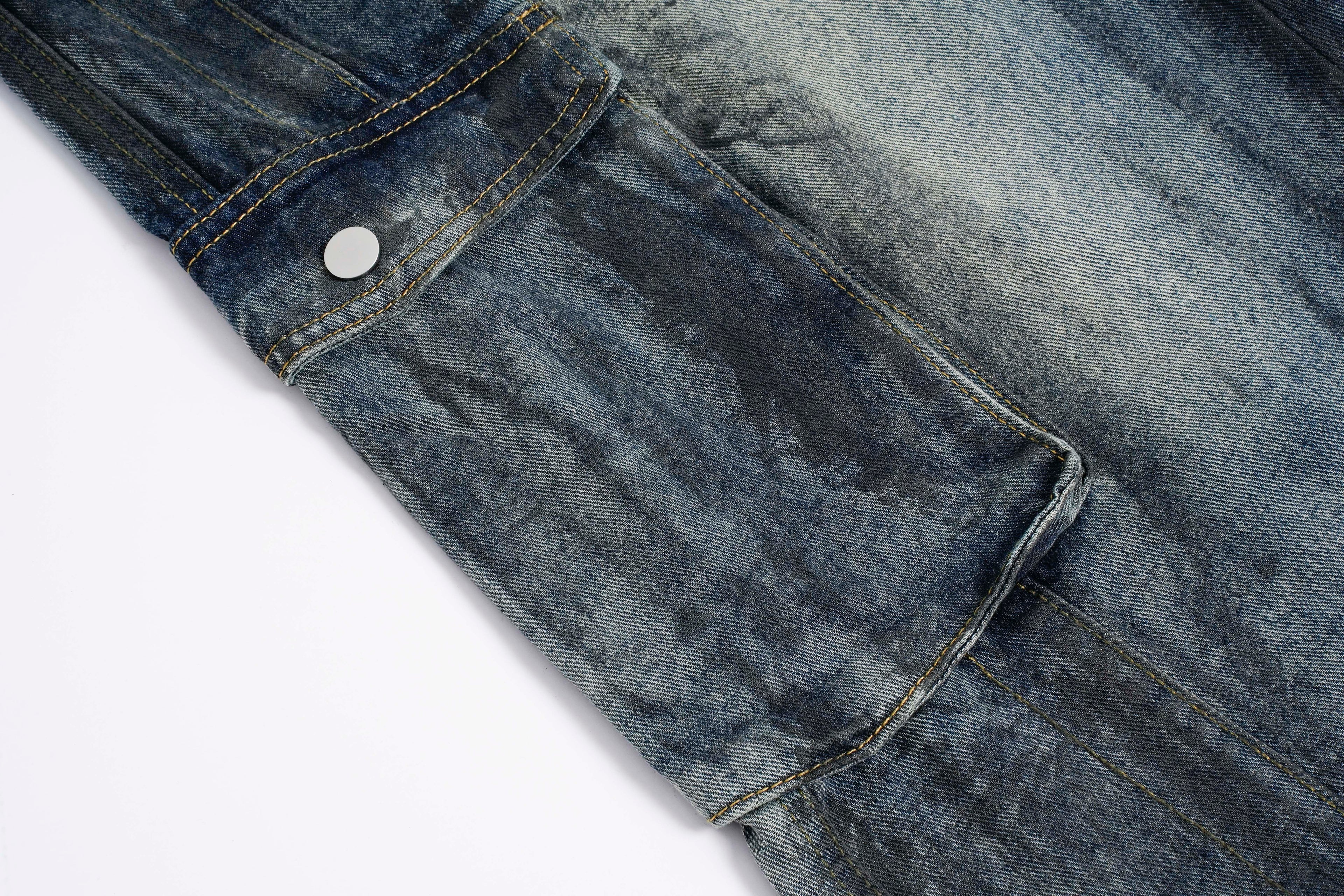 DONOTLOGO Heavy Acid Wash Baggy Cargo Jorts | Unisex Y2K Wide Leg Denim Shorts | Retro High Street Summer Bottoms