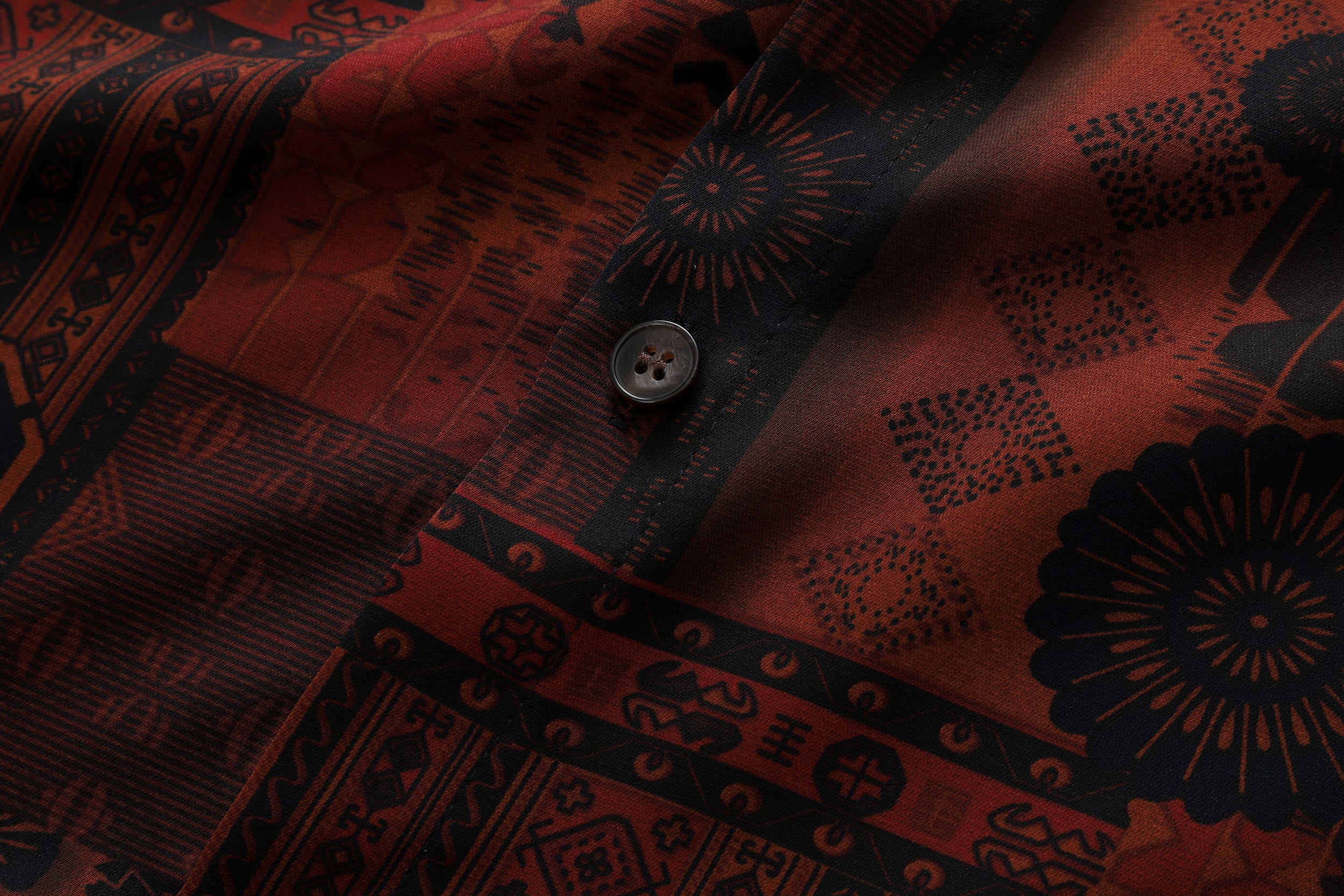 DONOTLOGO Urban Nomad Collection | Unisex Oversized Graphic Camp Collar Shirt | Retro Ethnic Block Print Summer Top