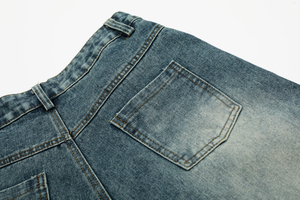 Unisex Floral Print Design Denim Jeans