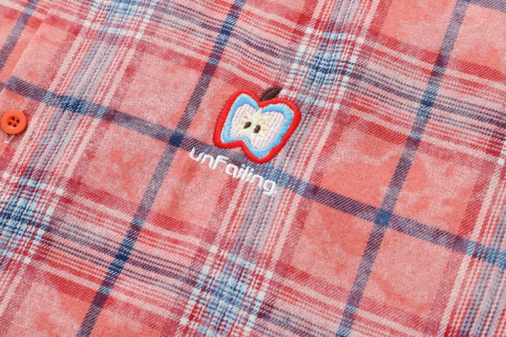 DONOTLOGO Unfailing Retro Grid Shirt | Unisex Oversized Summer Streetwear | Acid Wash Red Tartan Top
