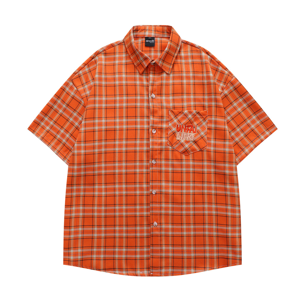 Unisex Striped Check Embroidered Tee