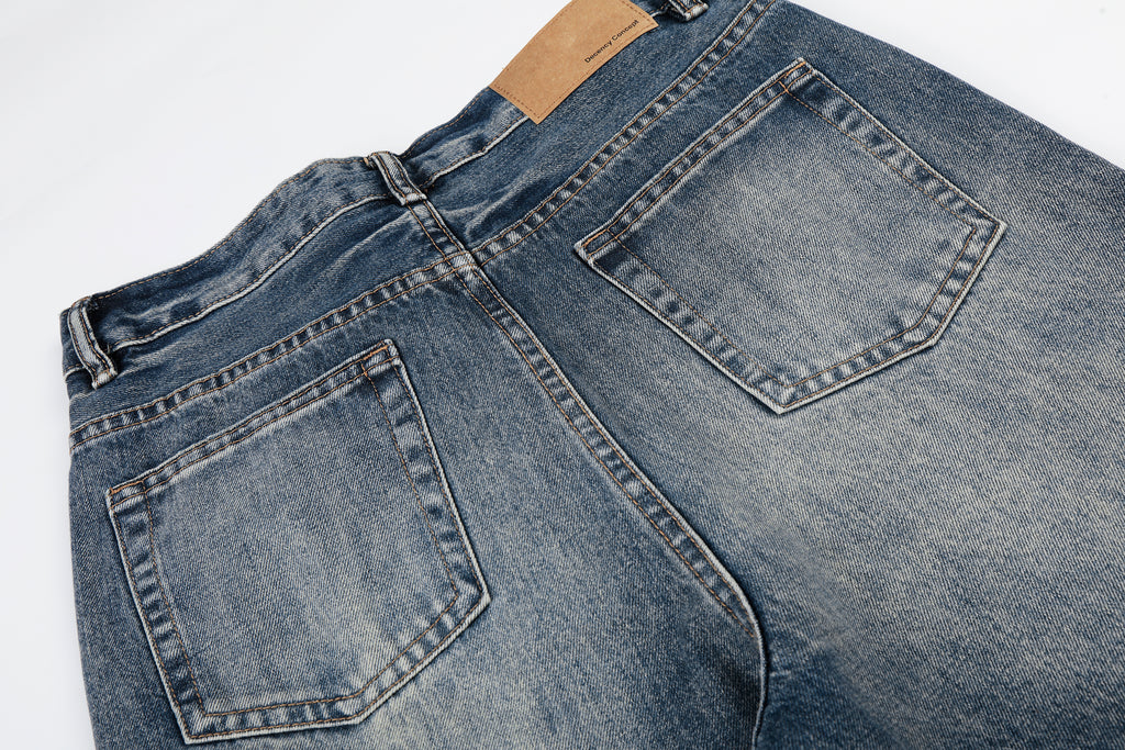 DONOTLOGO Urban Heritage Collection | Unisex Oversized Cat Whisker Ripped Denim | Retro Aesthetic High-Rise Wide-Leg Bottoms with Authentic Fade Detail