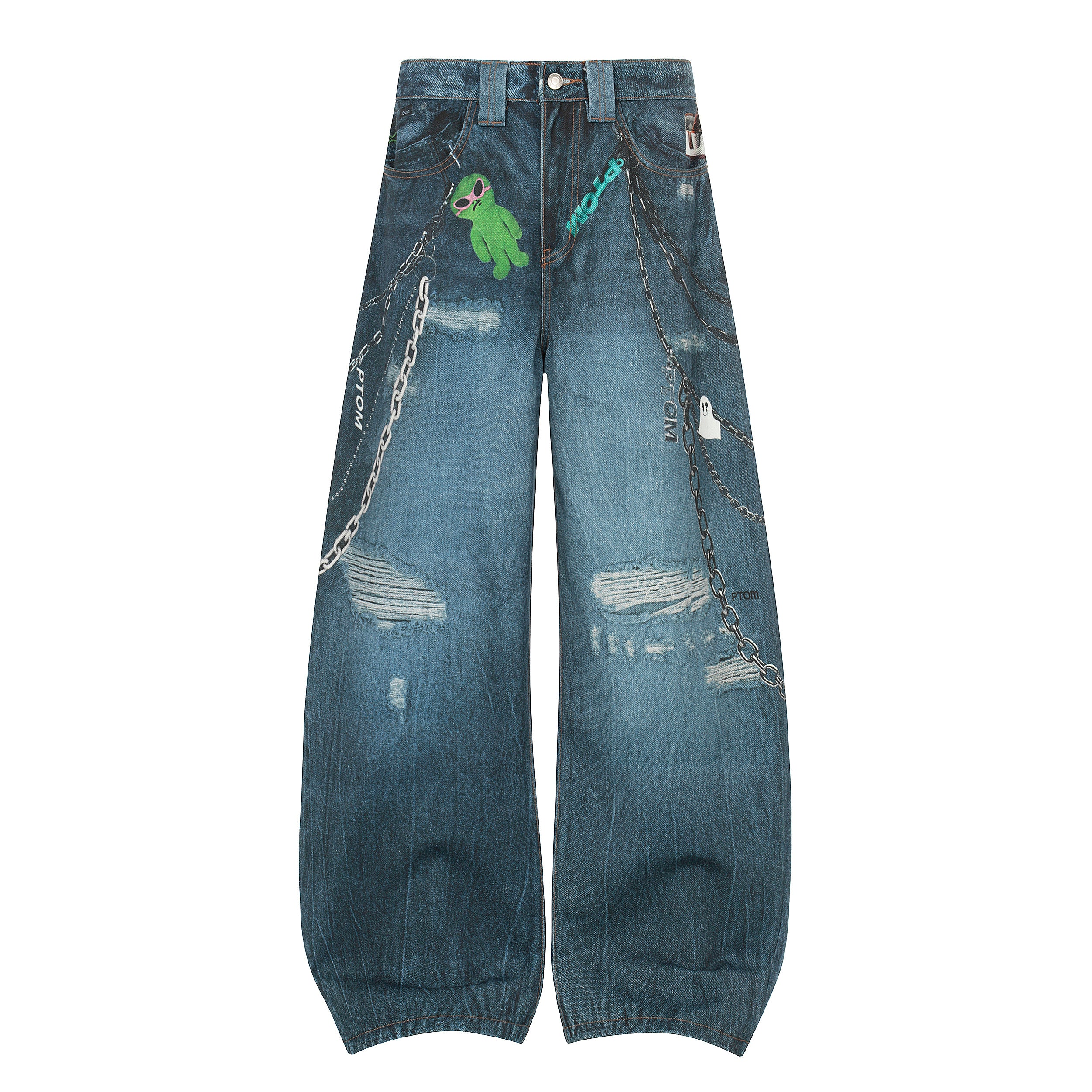Unisex Vintage Washed Distressed Jeans