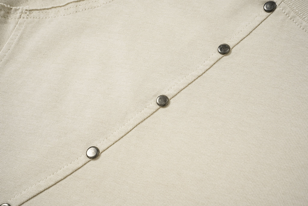 DONOTLOGO Industrial Edge Collection | Unisex Relaxed Fit Deconstructed Tee | Bold Diagonal Rivet Seaming & Faded Wash Finish with Heavyweight Cotton Fabric