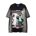 DONOTLOGO Bold Pink & Black Gradient Graphic Tee | Unisex Y2K Oversized Streetwear Top | Retro Anime Style Summer Shirt