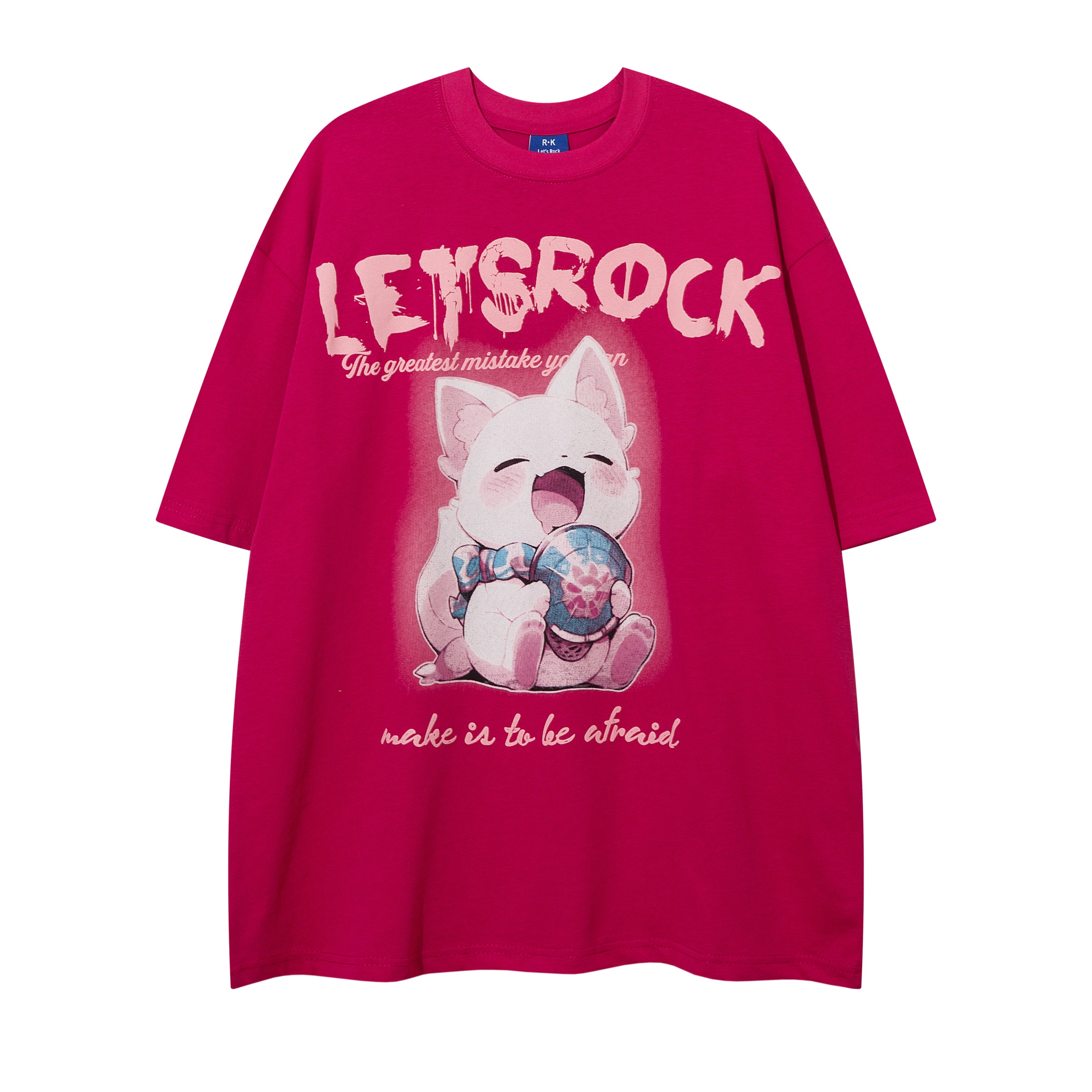 DONOTLOGO Bold Pink & Black Gradient Graphic Tee | Unisex Y2K Oversized Streetwear Top | Retro Anime Style Summer Shirt