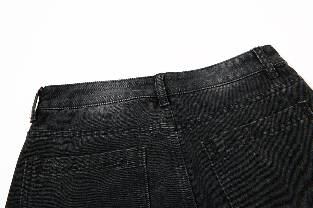 DONOTLOGO Heavy Studded Wide-Leg Denim | Unisex Y2K Punk Rock Rivet Jeans | Vintage Black High Street Oversized Trousers