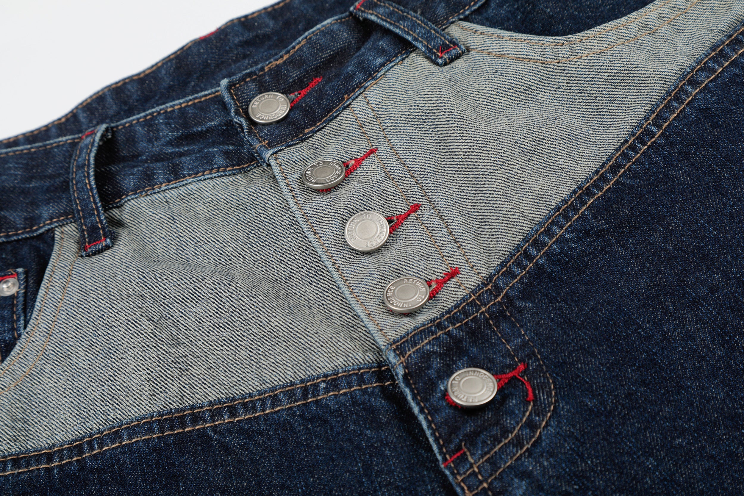 DONOTLOGO Vintage Denim Revival Collection | Unisex Relaxed Fit Patchwork Cropped Pants | Bold Contrast Stitching & Button-Fly Detail with Vintage Wash Finish