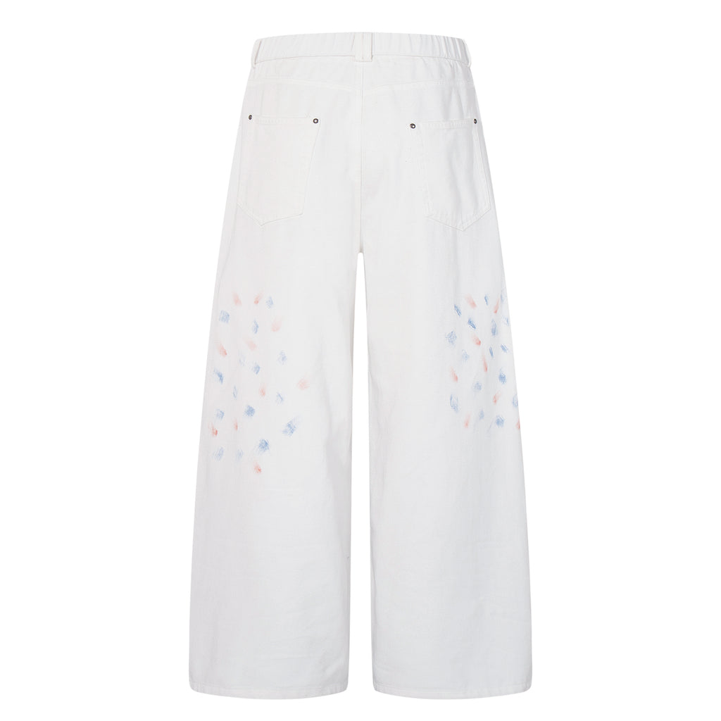Unisex Hand-Painted White Denim Jeans