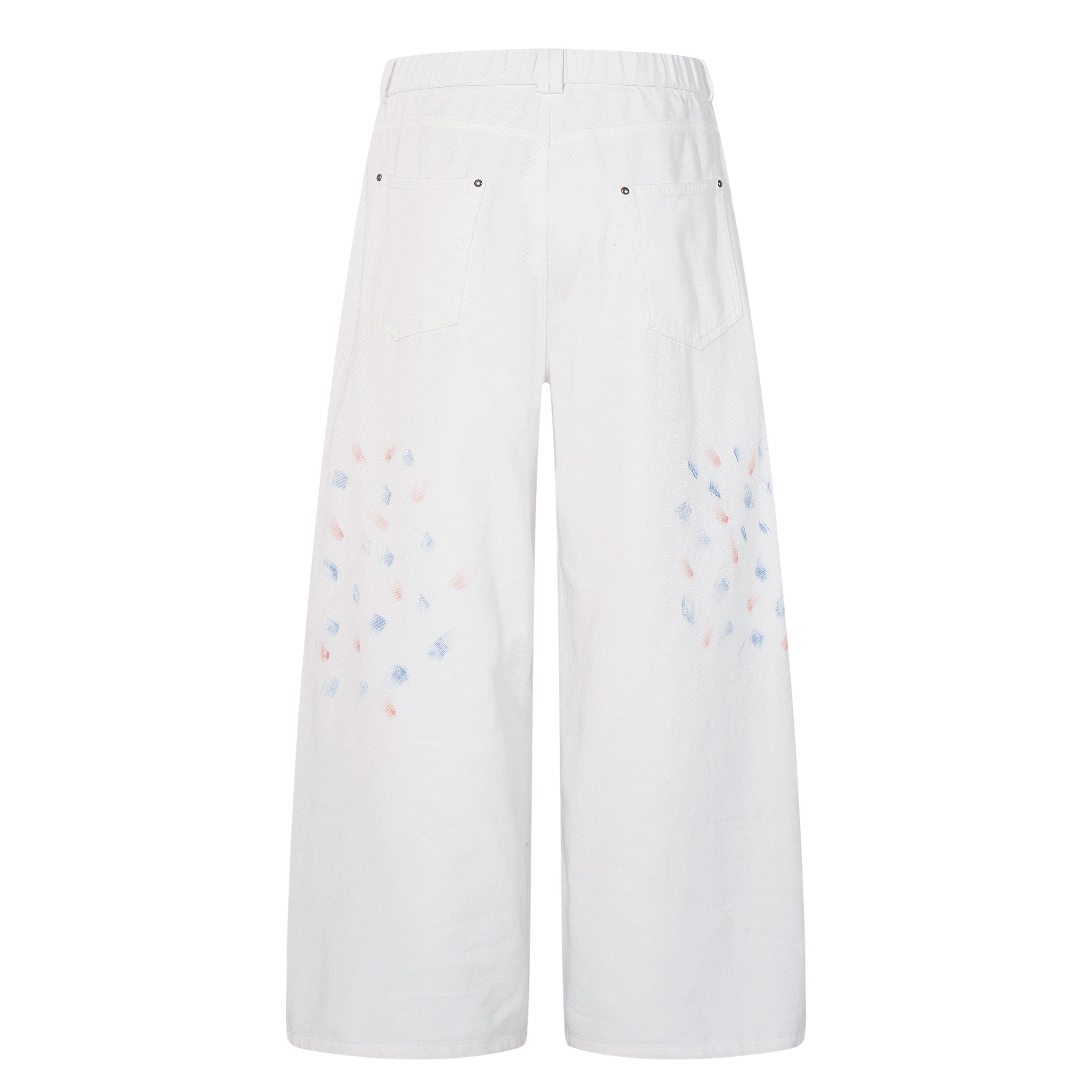 Unisex Hand-Painted White Denim Jeans