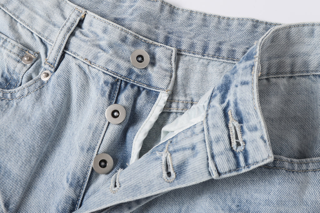 DONOTLOGO Retro Blue Baggy Denim Pants | Unisex Y2K Wide Leg Trousers with Natural Whiskering & Fade | High Street Relaxed Fit Bottoms
