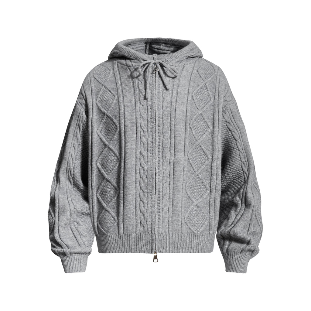 DONOTLOGO Cozy Streetwear Collection | Unisex Relaxed Silhouette Knit Cardigan | Bold Cable Texture & Soft Warm Fabric