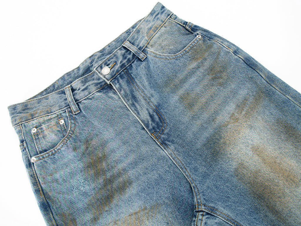 DONOTLOGO Oversized Distressed Denim Jeans - Unisex Baggy Trousers with Ripped Knees & Whisker Effect - Edgy Streetwear Bottom with Wide Leg Silhouette