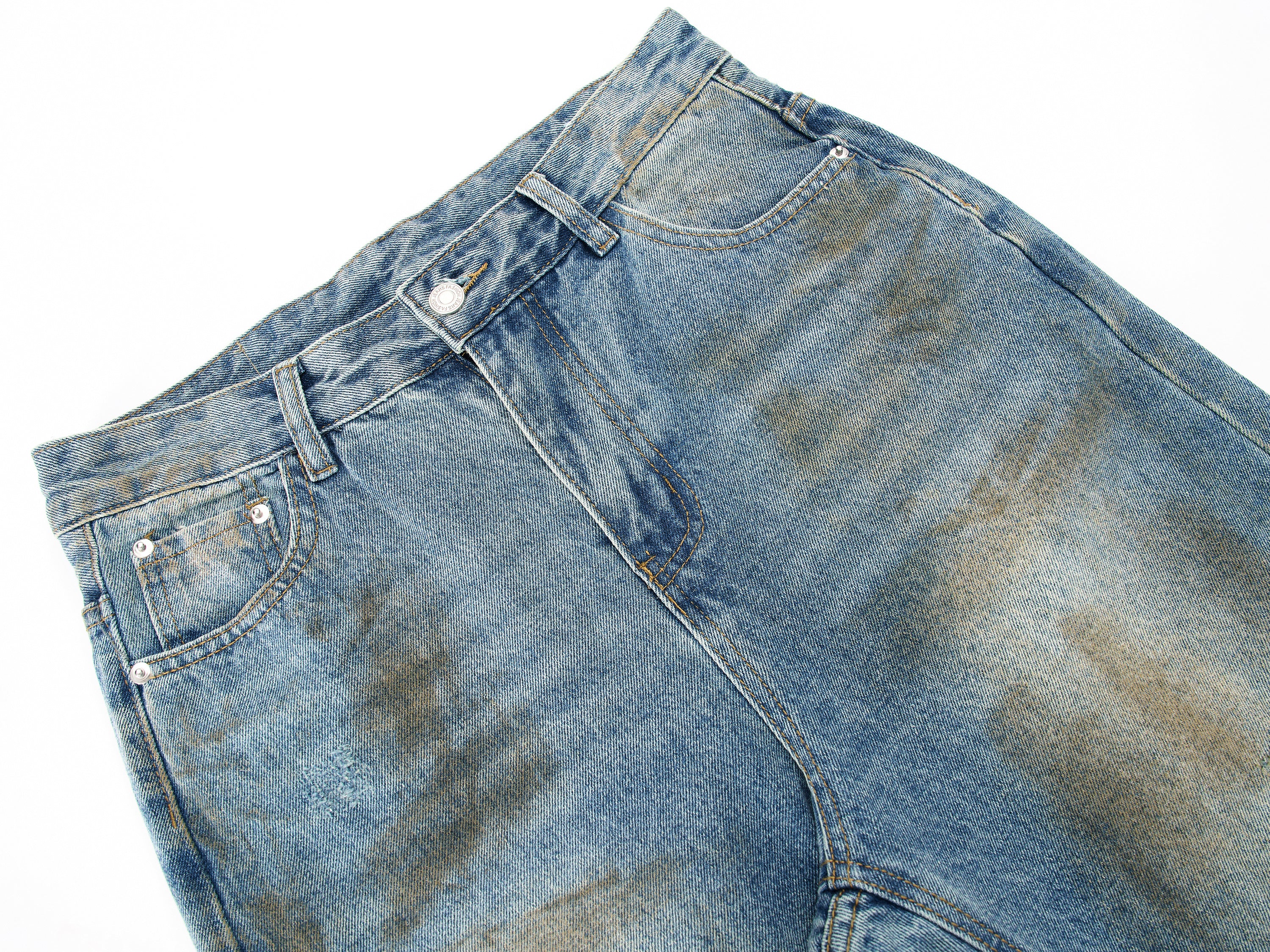 DONOTLOGO Oversized Distressed Denim Jeans - Unisex Baggy Trousers with Ripped Knees & Whisker Effect - Edgy Streetwear Bottom with Wide Leg Silhouette