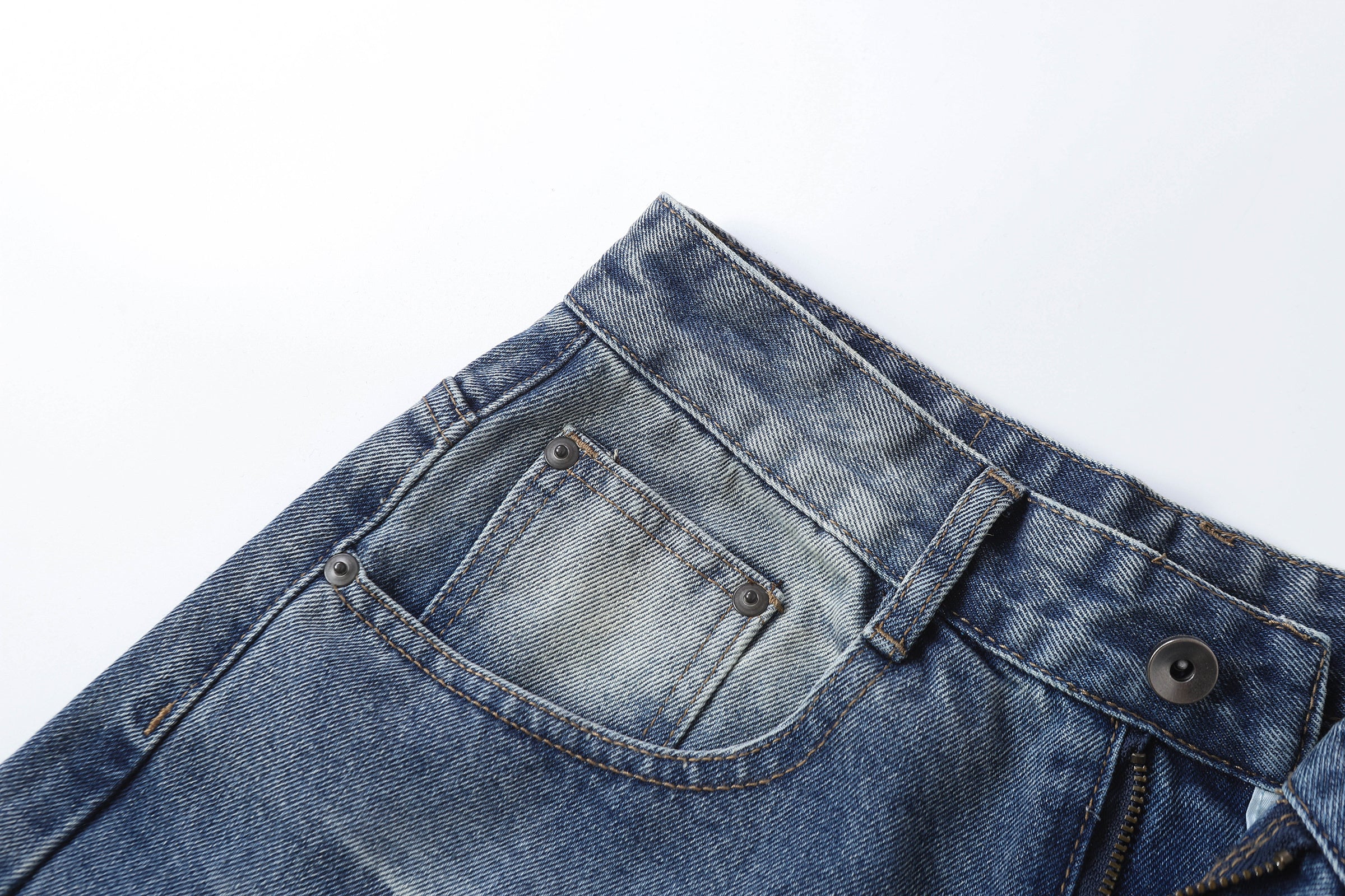DONOTLOGO Retro Blue Baggy Denim Shorts | Unisex Y2K Wide Leg Trousers with Natural Whiskering & Fade | High Street Relaxed Fit Bottoms