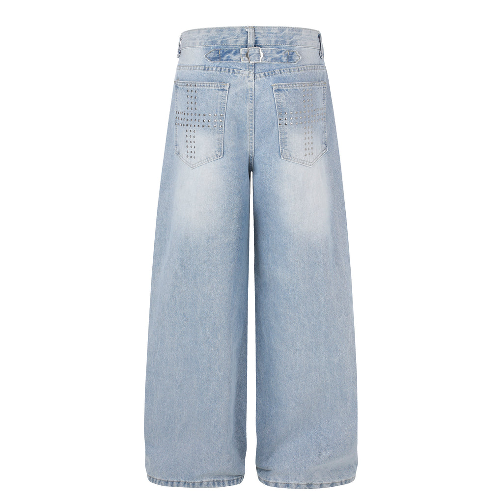 DONOTLOGO Urban Edge Collection | Unisex Relaxed Fit Denim Jeans | Bold Rivet Pocket Detail & Vintage Wash Finish with Classic Cotton Denim Fabric