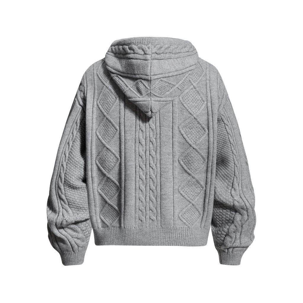 DONOTLOGO Cozy Streetwear Collection | Unisex Relaxed Silhouette Knit Cardigan | Bold Cable Texture & Soft Warm Fabric