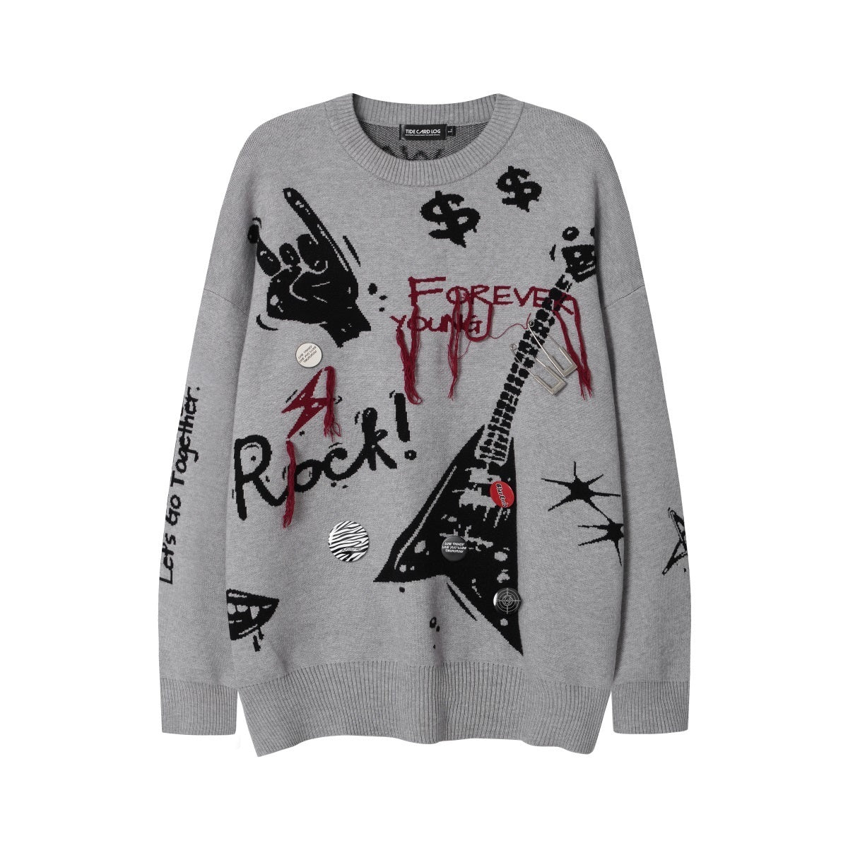 Unisex Punk Graffiti Fringe Sweater