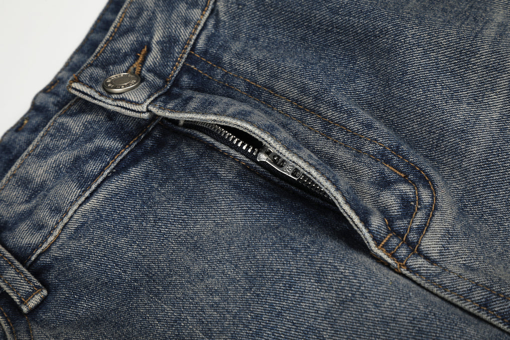 DONOTLOGO Urban Edge Collection | Unisex Relaxed Fit Denim Jeans | Bold Cat Whisker Seaming & Faded Wash Finish with Classic Cotton Denim Fabric