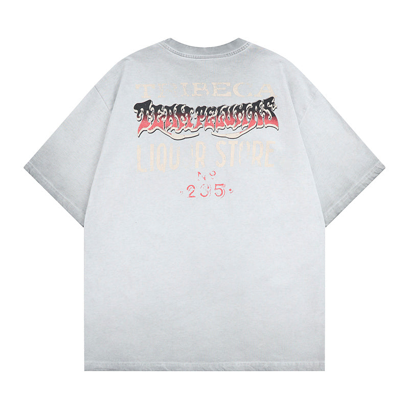 DONOTLOGO Deconstructed "Death Freaks" Biker Graphic Tee - Unisex Vintage Washed Streetwear T-Shirt - Edgy Oversized Top with Skull & Motorcycle Aesthetic