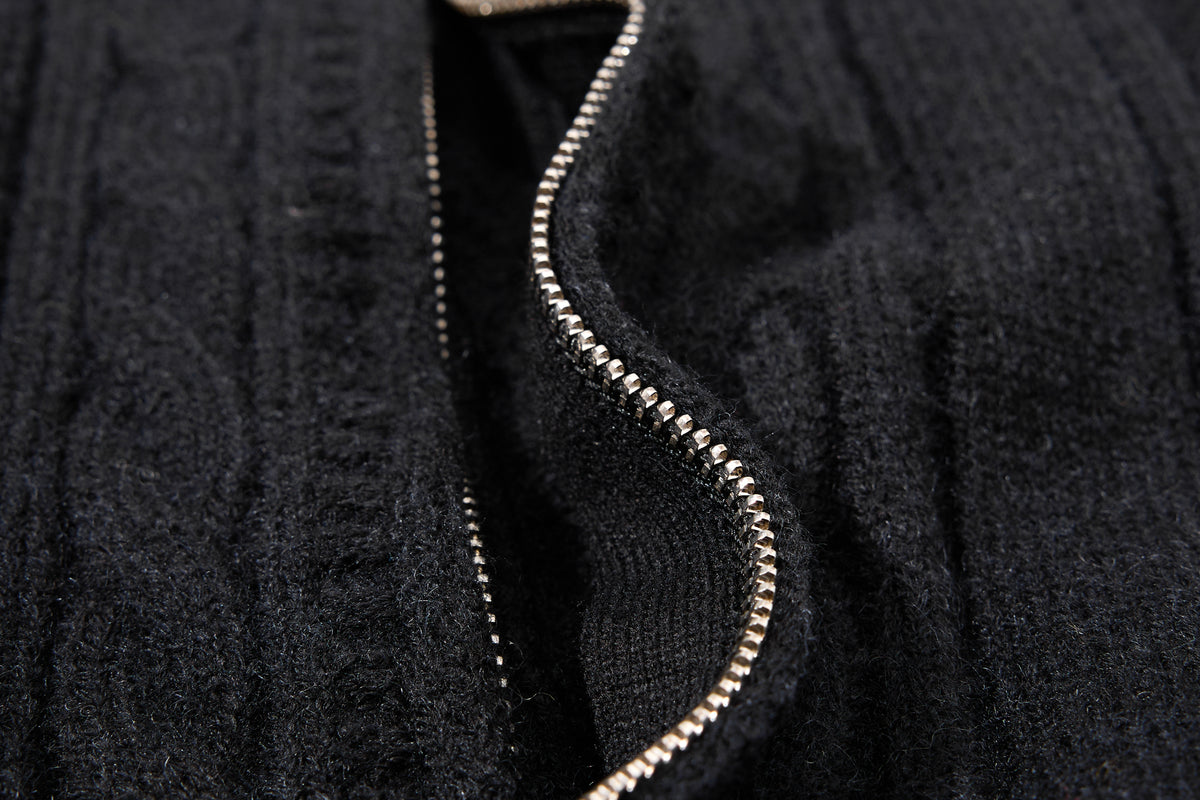 DONOTLOGO Cozy Streetwear Collection | Unisex Relaxed Silhouette Knit Cardigan | Bold Cable Texture & Soft Warm Fabric